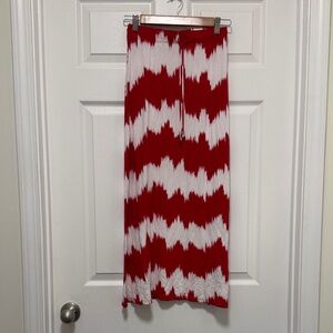 Michael Kors Red and White Zigzag Skirt